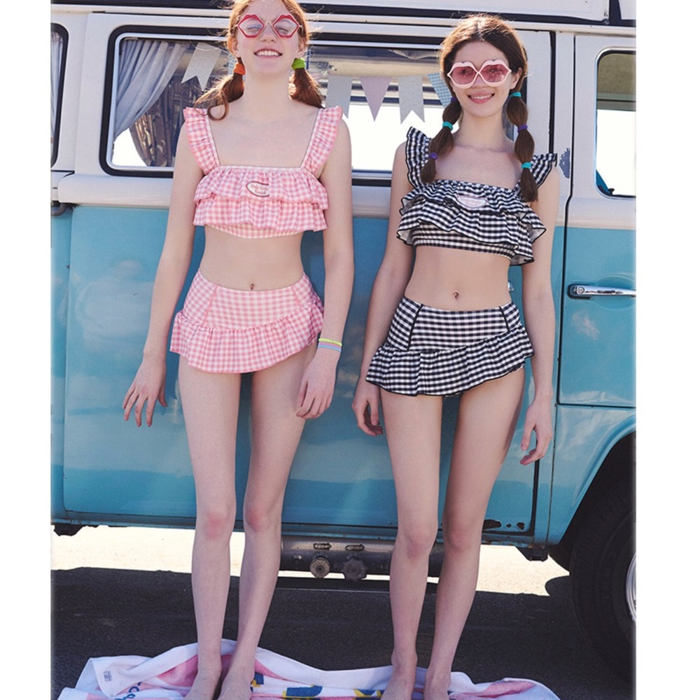 High Waist Frill Swim Pants - Pink